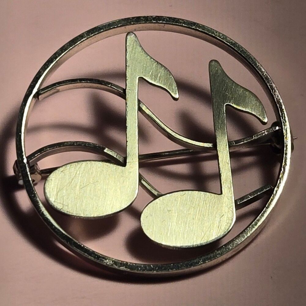 Beau Musical Note Sterling Silver Pin Brooch